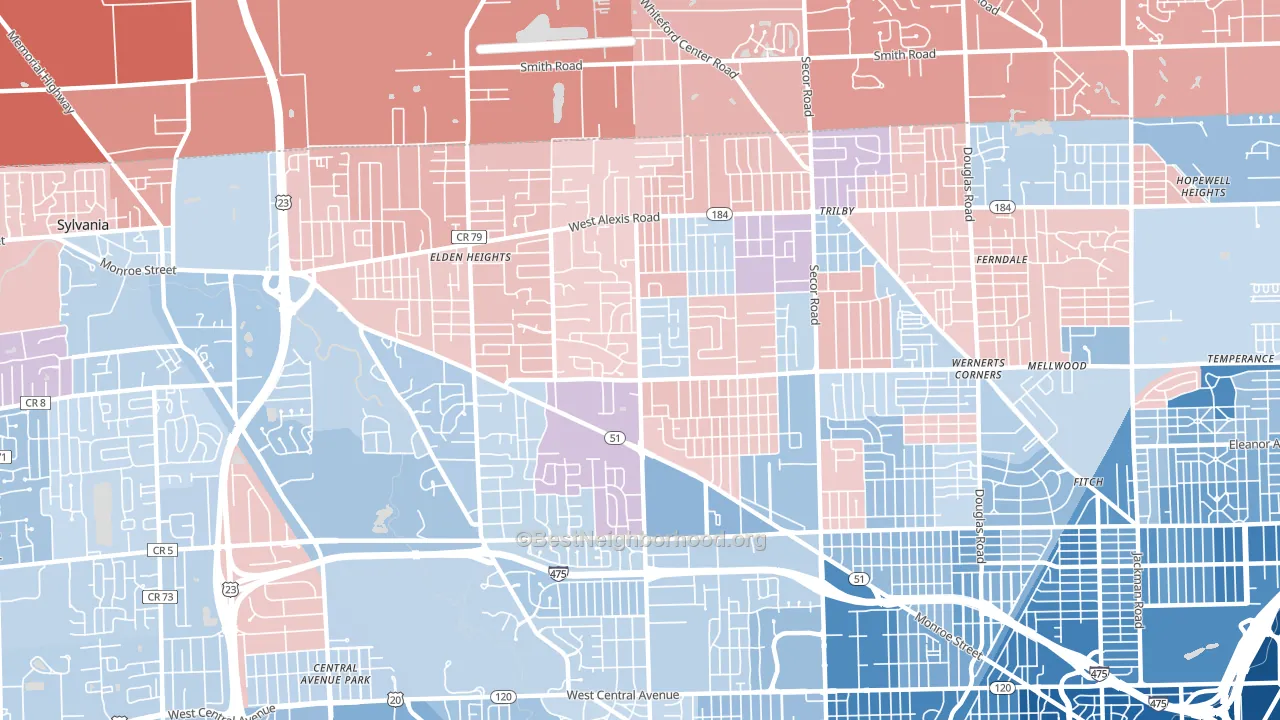 43623, OH block-group political-lean map