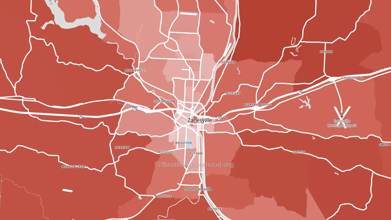 43701, OH block-group political-lean map