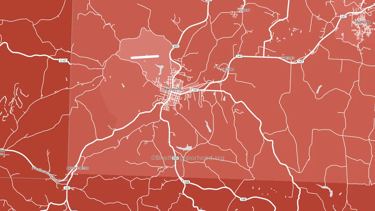 43713, OH block-group political-lean map