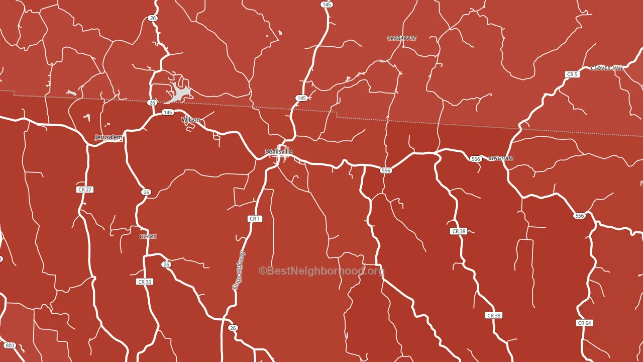 43716, OH block-group political-lean map