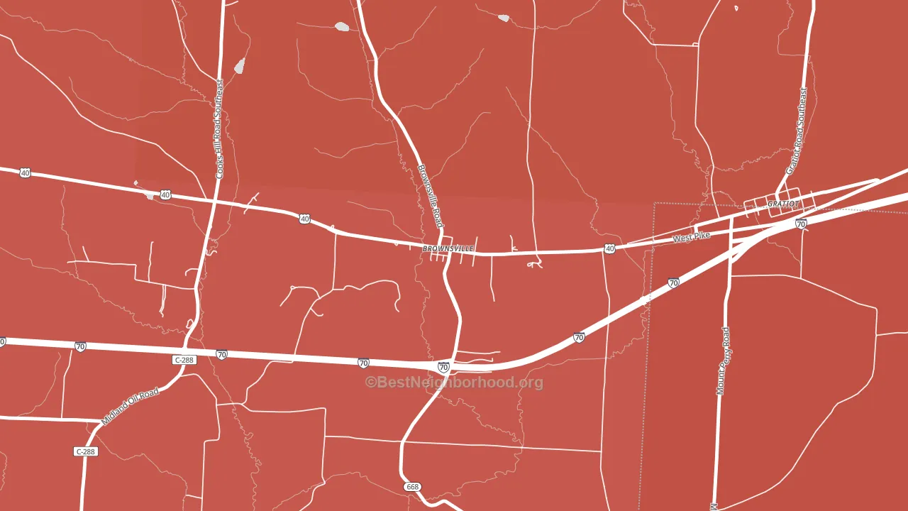 43721, OH block-group political-lean map