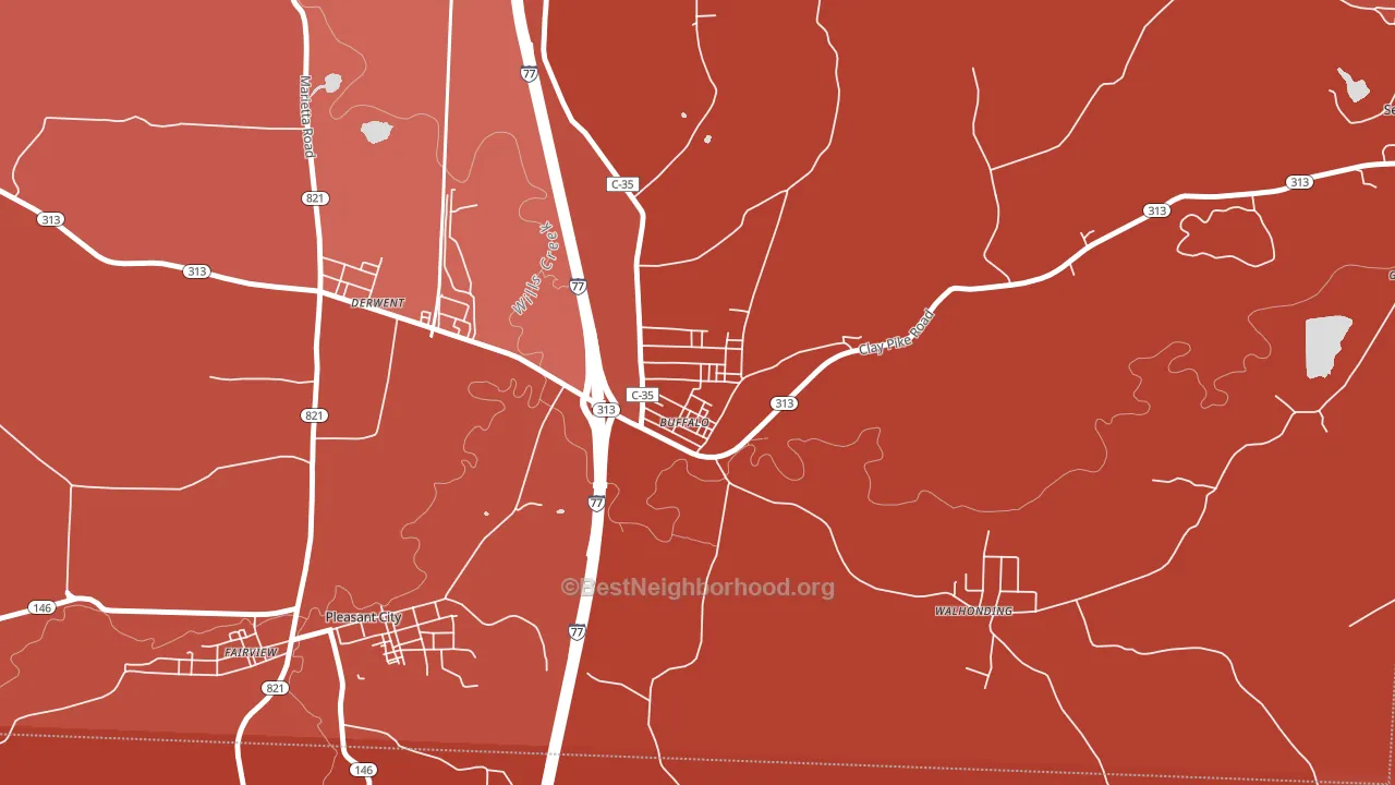 43722, OH block-group political-lean map