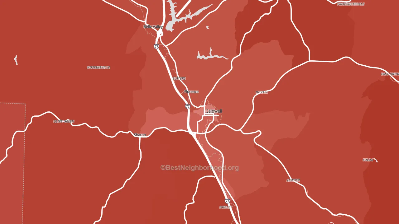 43724, OH block-group political-lean map
