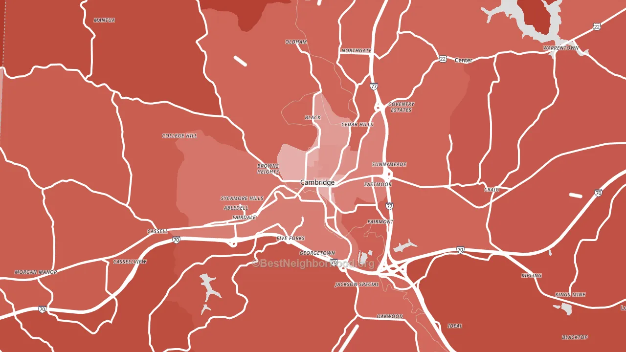 43725, OH block-group political-lean map