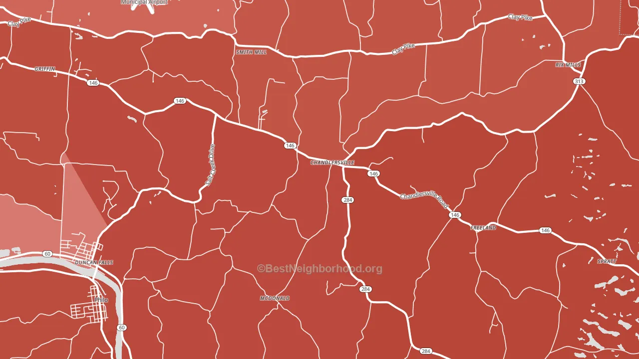 43727, OH block-group political-lean map