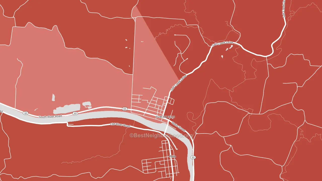 43734, OH block-group political-lean map