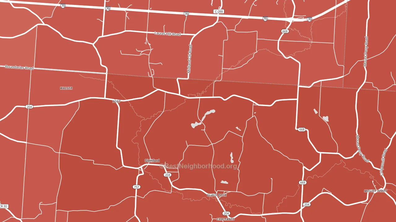 43739, OH block-group political-lean map