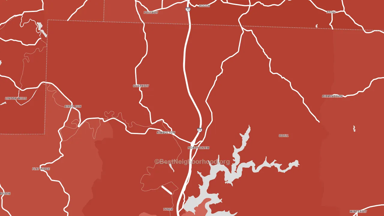43749, OH block-group political-lean map