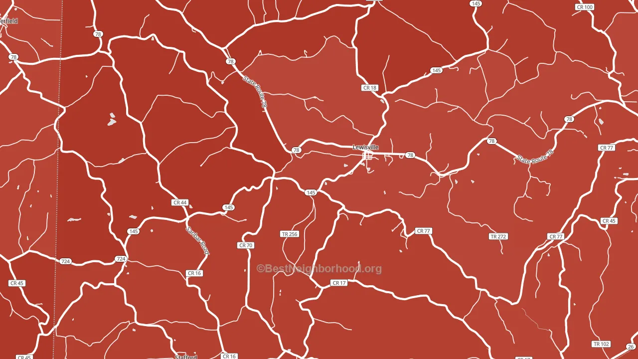 43754, OH block-group political-lean map