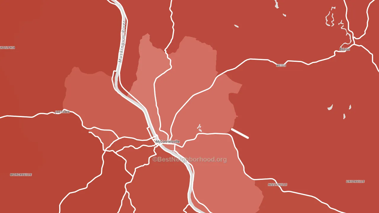 43756, OH block-group political-lean map