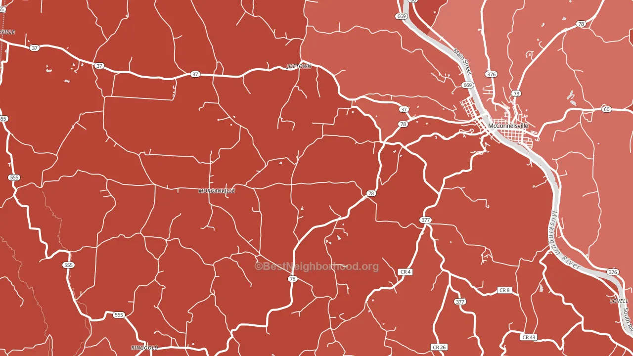 43758, OH block-group political-lean map