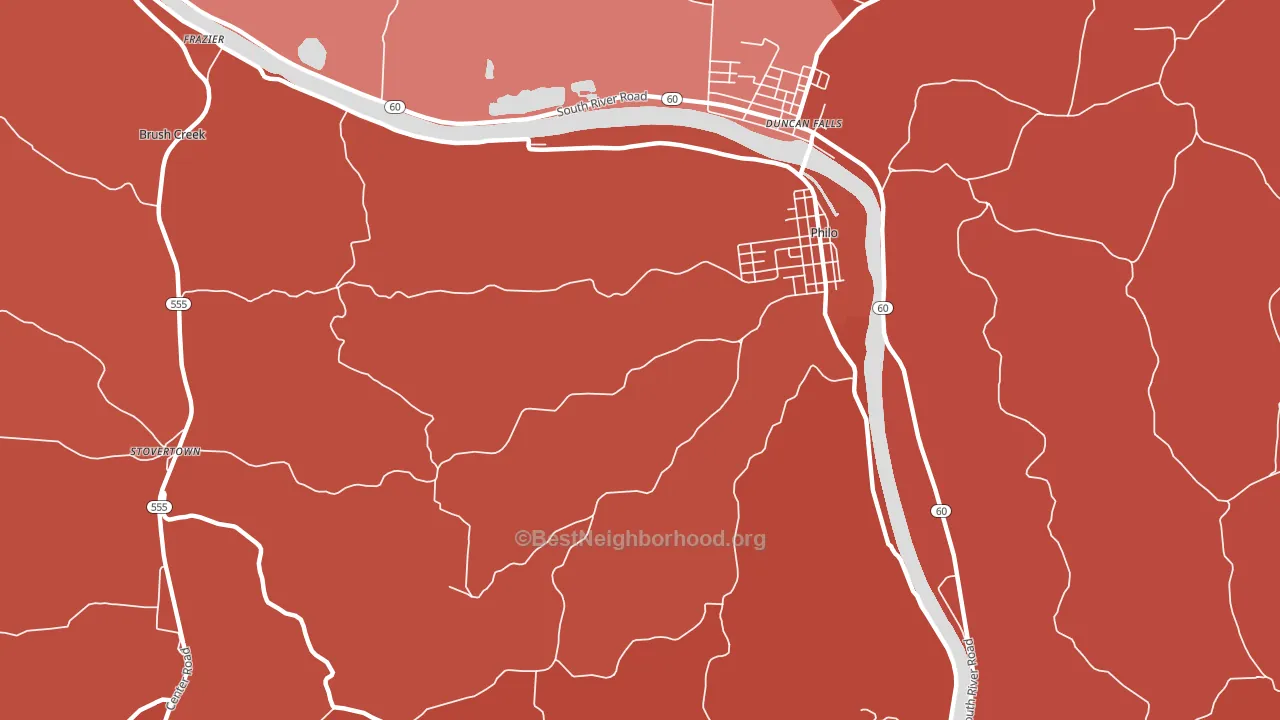 43771, OH block-group political-lean map