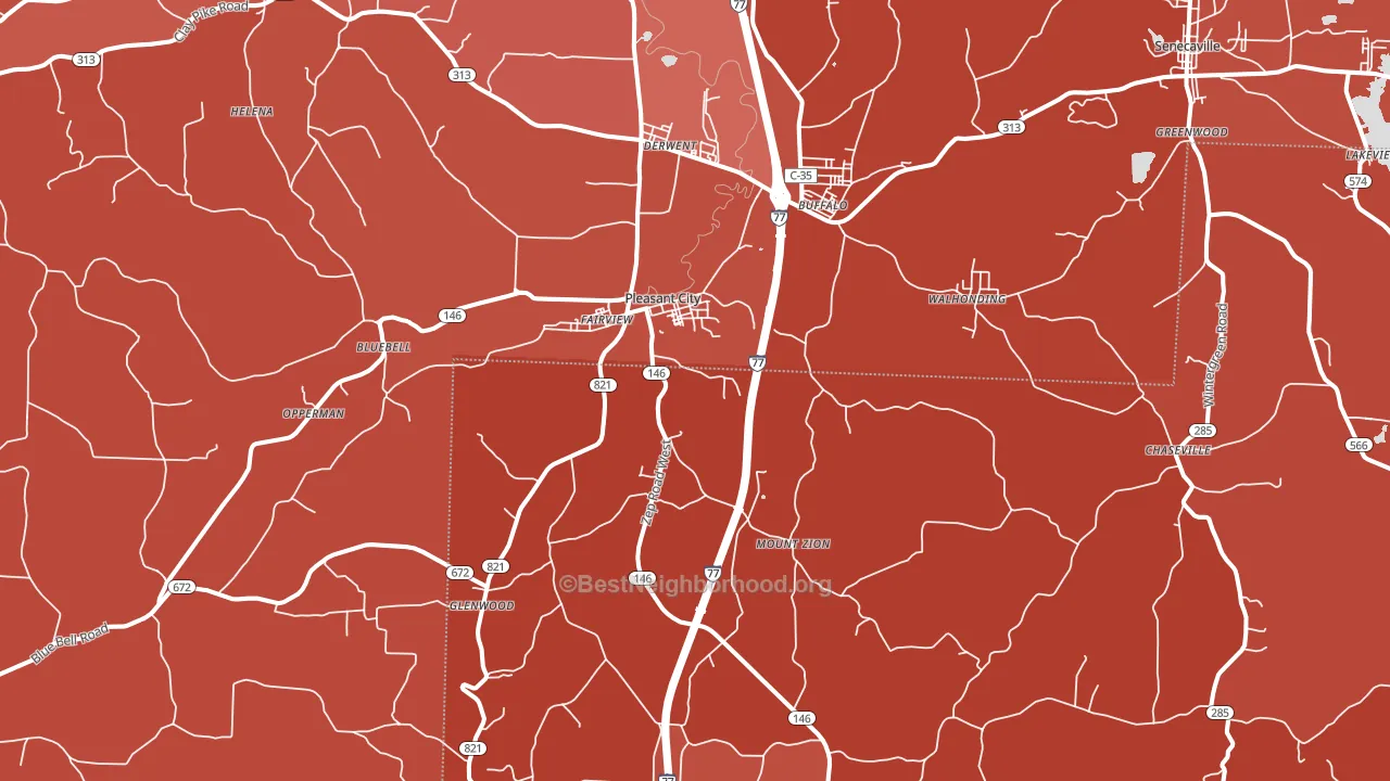 43772, OH block-group political-lean map