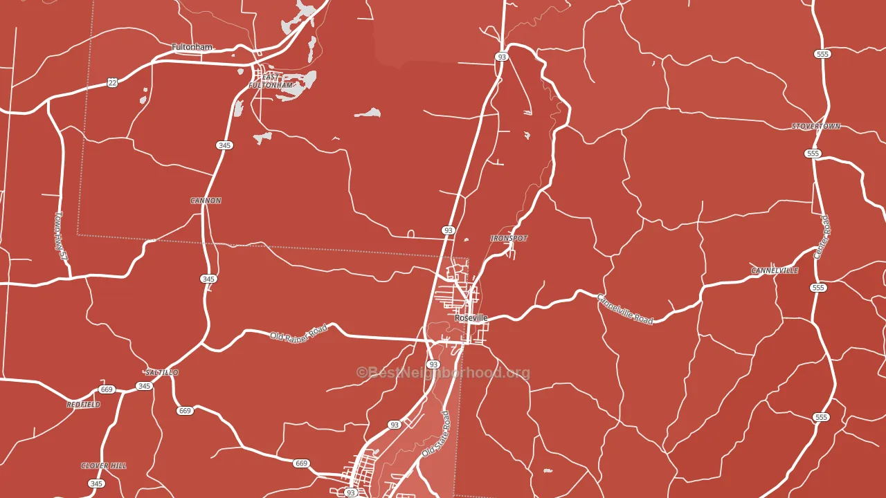 43777, OH block-group political-lean map