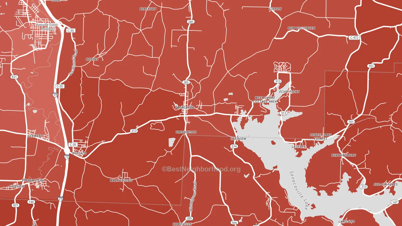 43780, OH block-group political-lean map