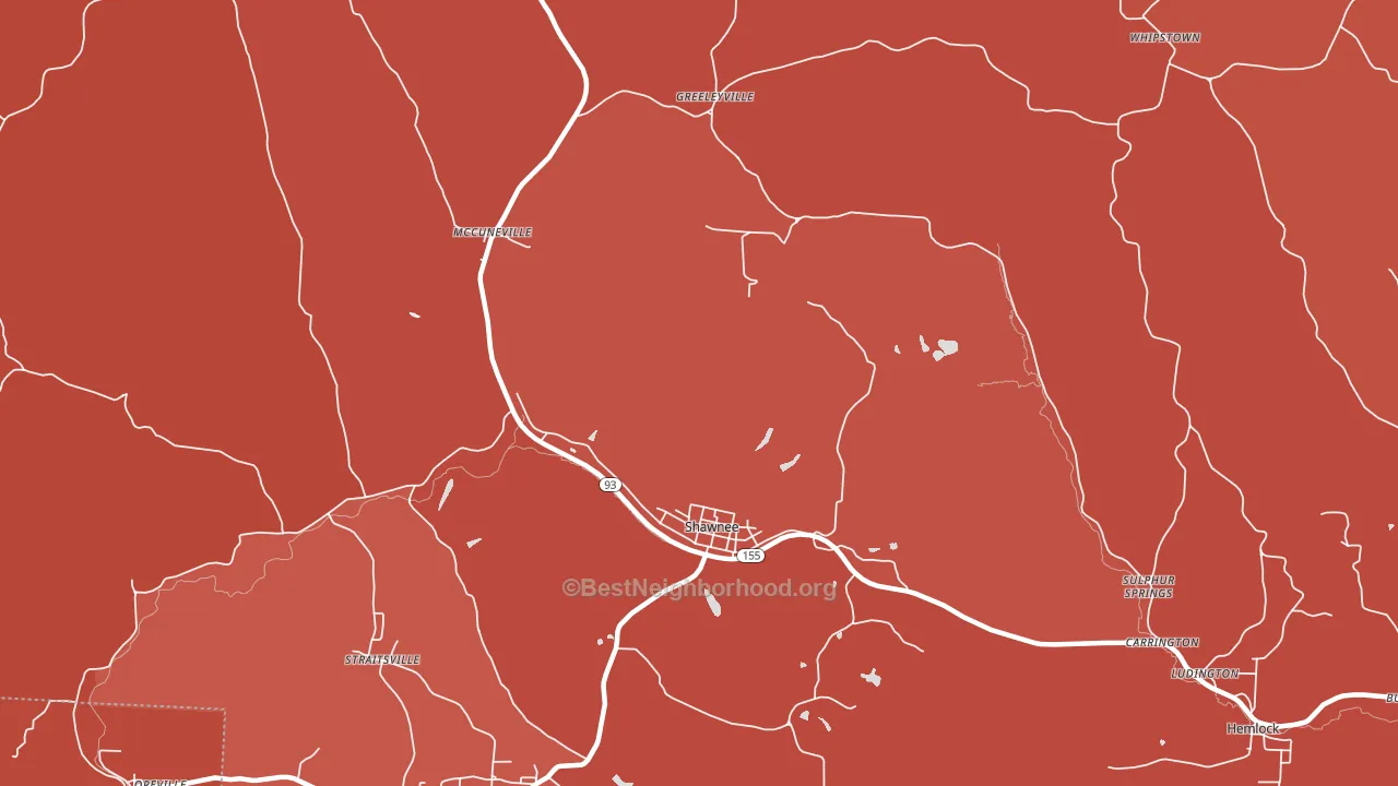 43782, OH block-group political-lean map