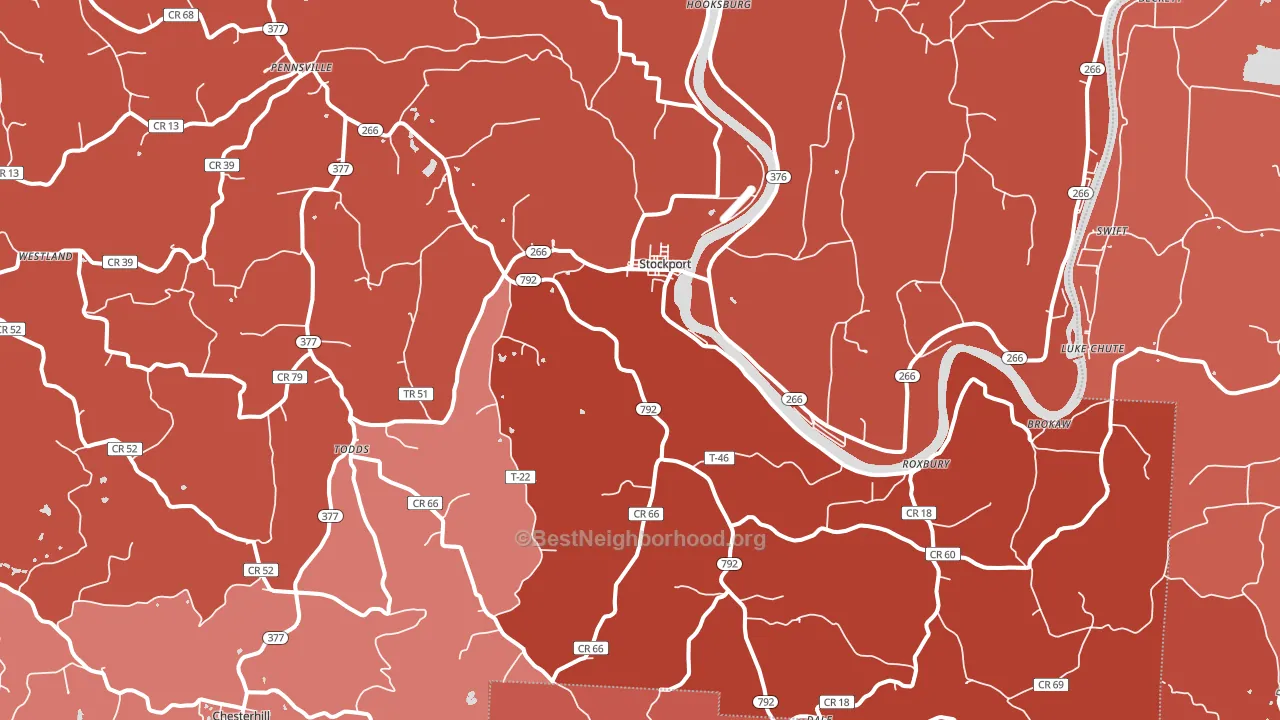 43787, OH block-group political-lean map