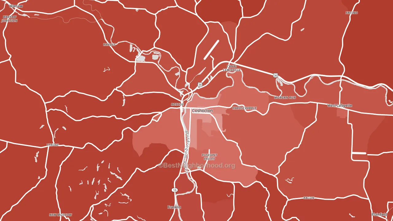 43812, OH block-group political-lean map