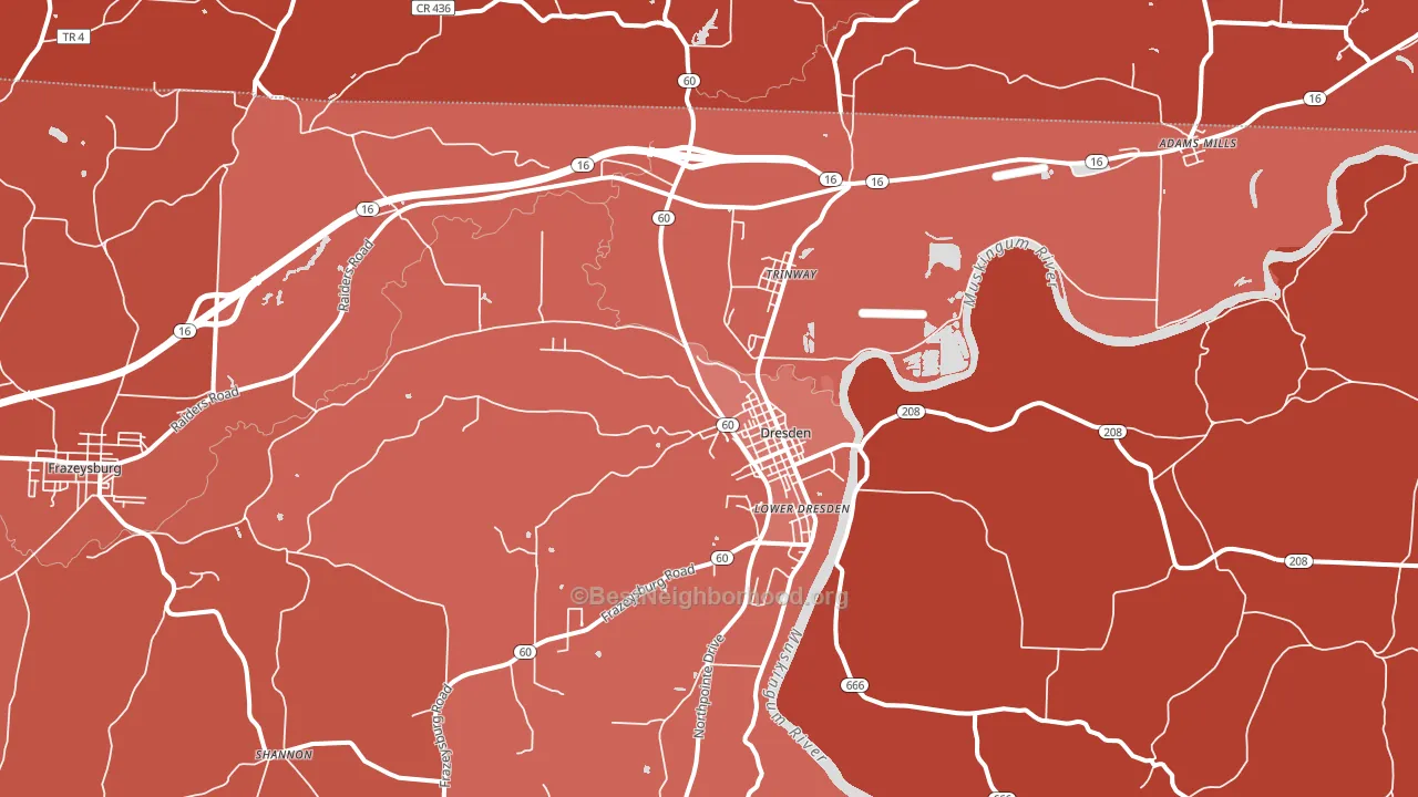 43821, OH block-group political-lean map