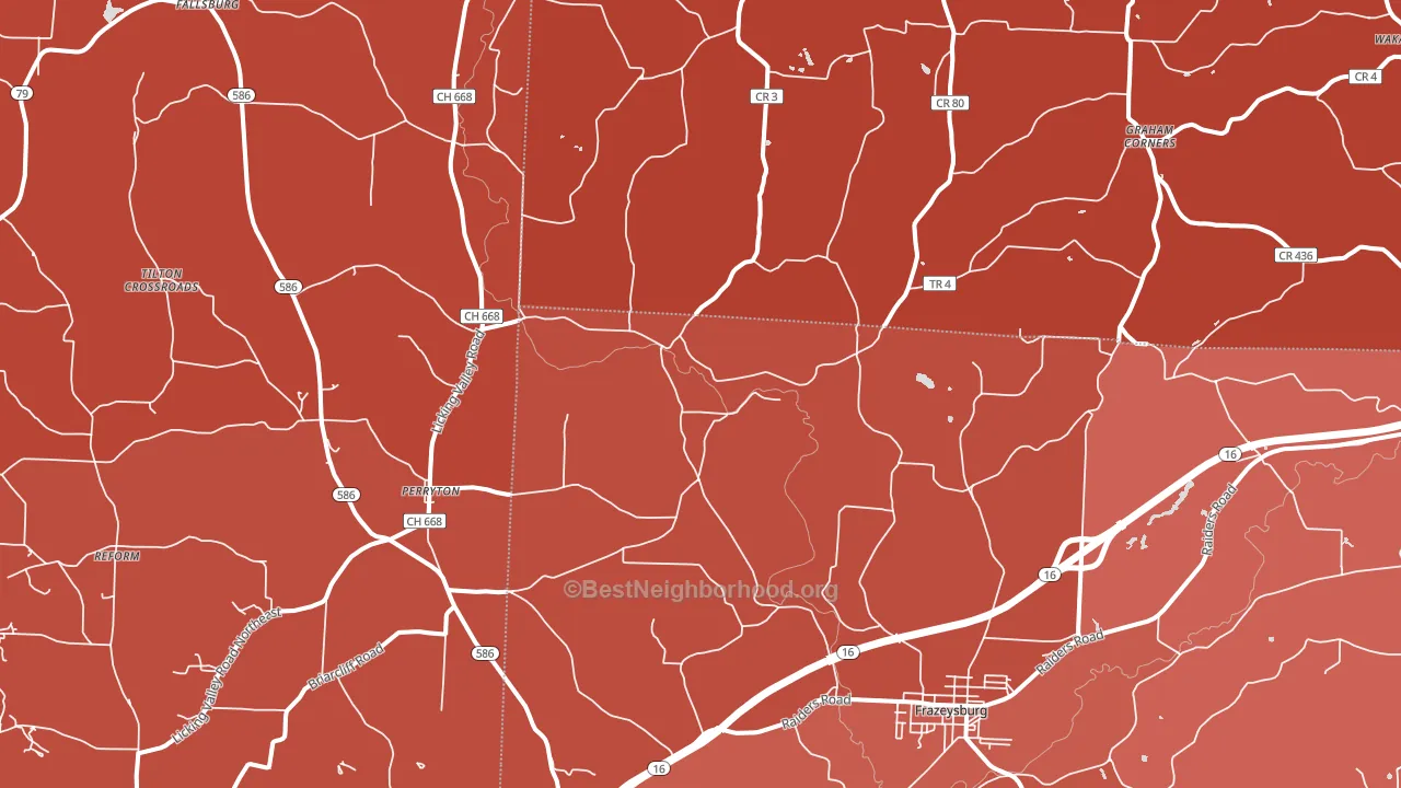 43822, OH block-group political-lean map