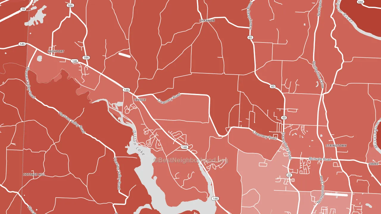 43830, OH block-group political-lean map