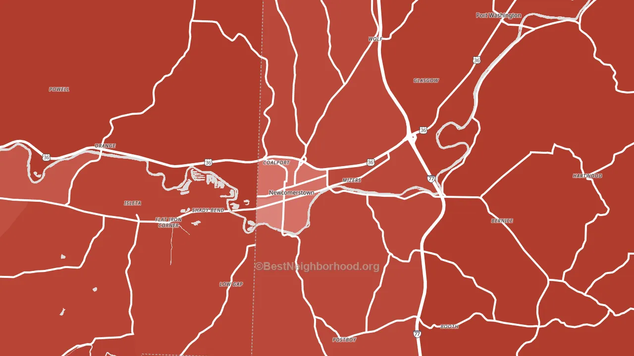 43832, OH block-group political-lean map
