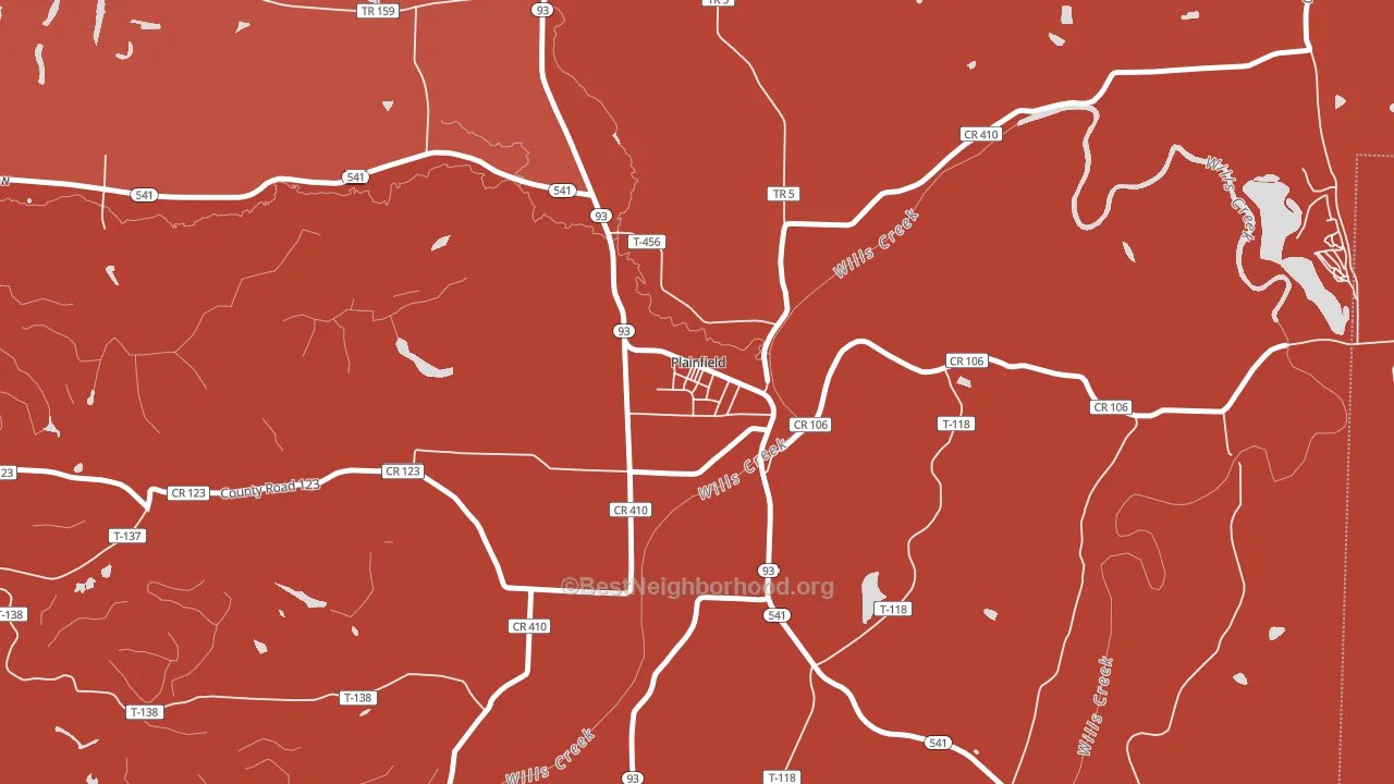 43836, OH block-group political-lean map