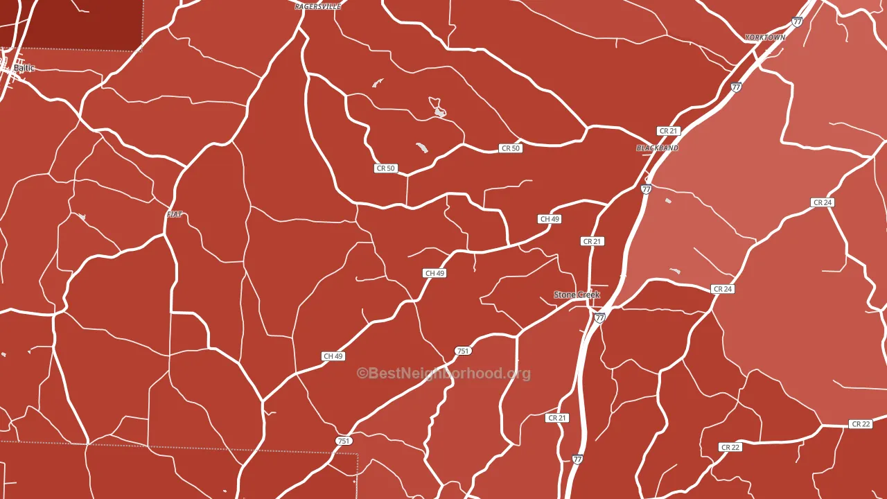 43840, OH block-group political-lean map