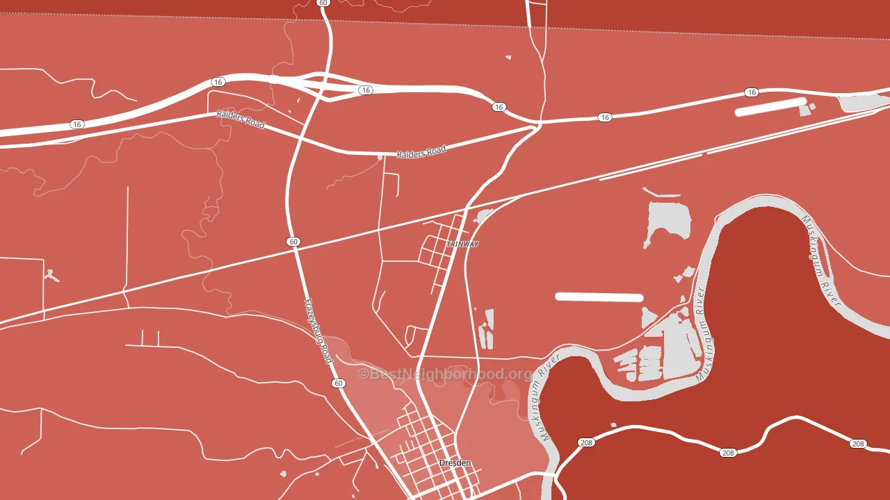 43842, OH block-group political-lean map