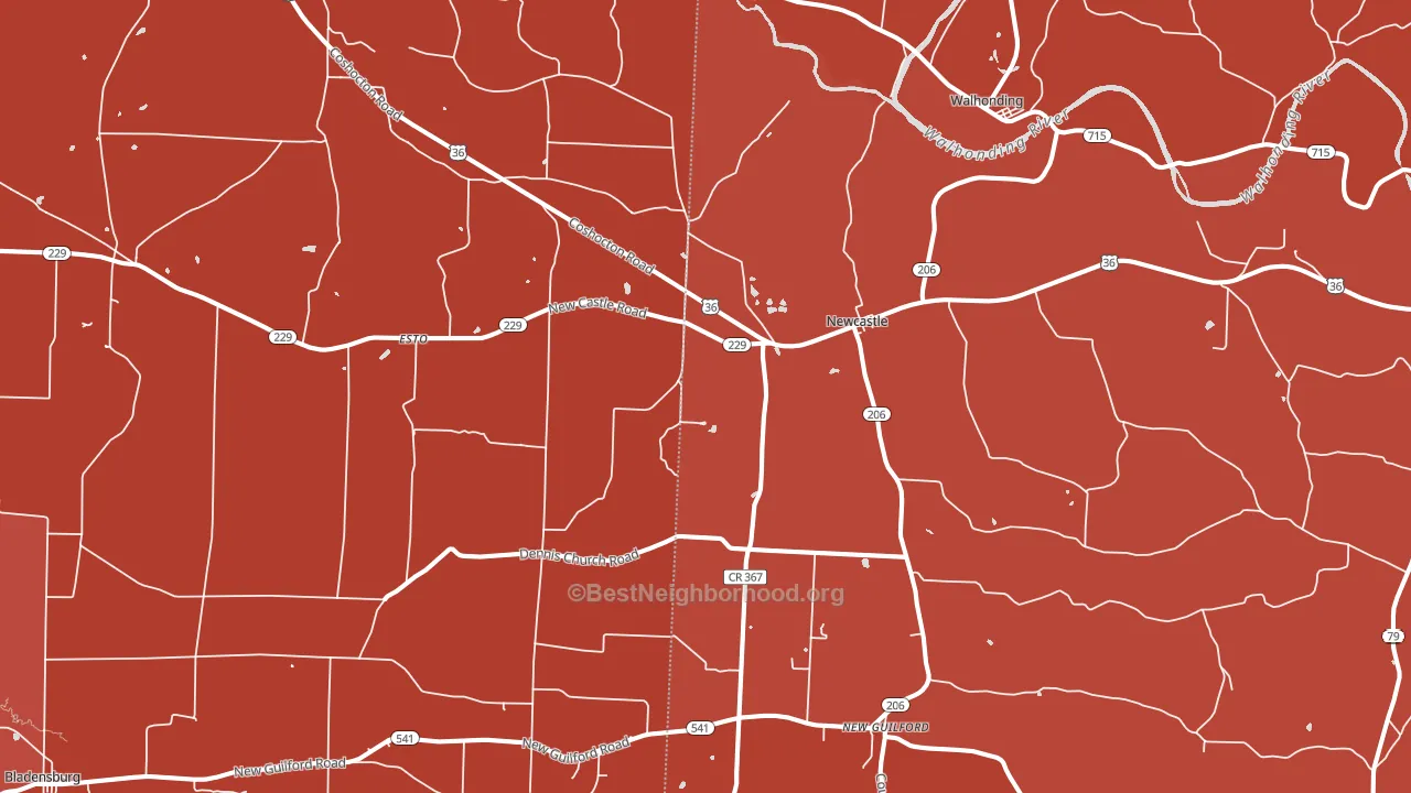 43843, OH block-group political-lean map