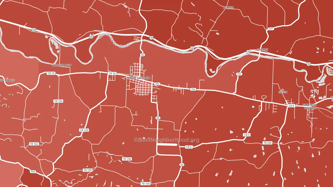 43845, OH block-group political-lean map