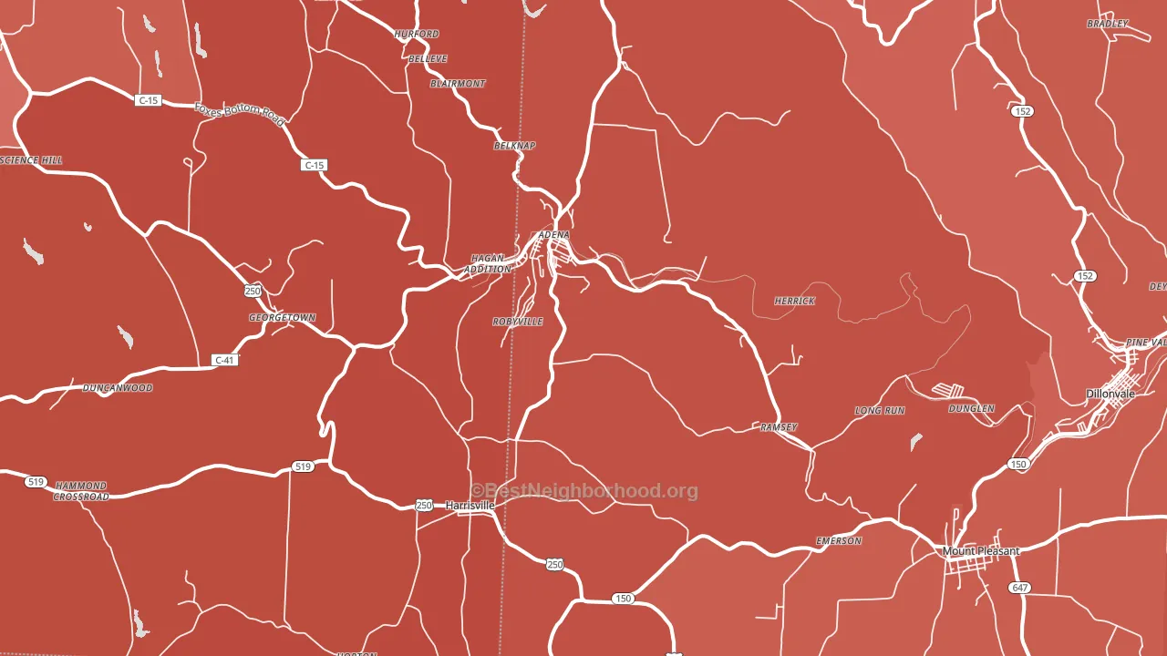 43901, OH block-group political-lean map