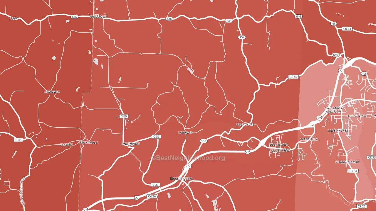 43910, OH block-group political-lean map