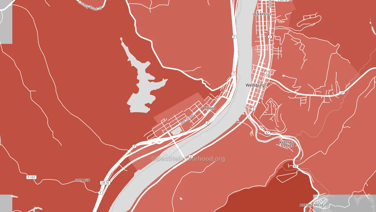 43913, OH block-group political-lean map