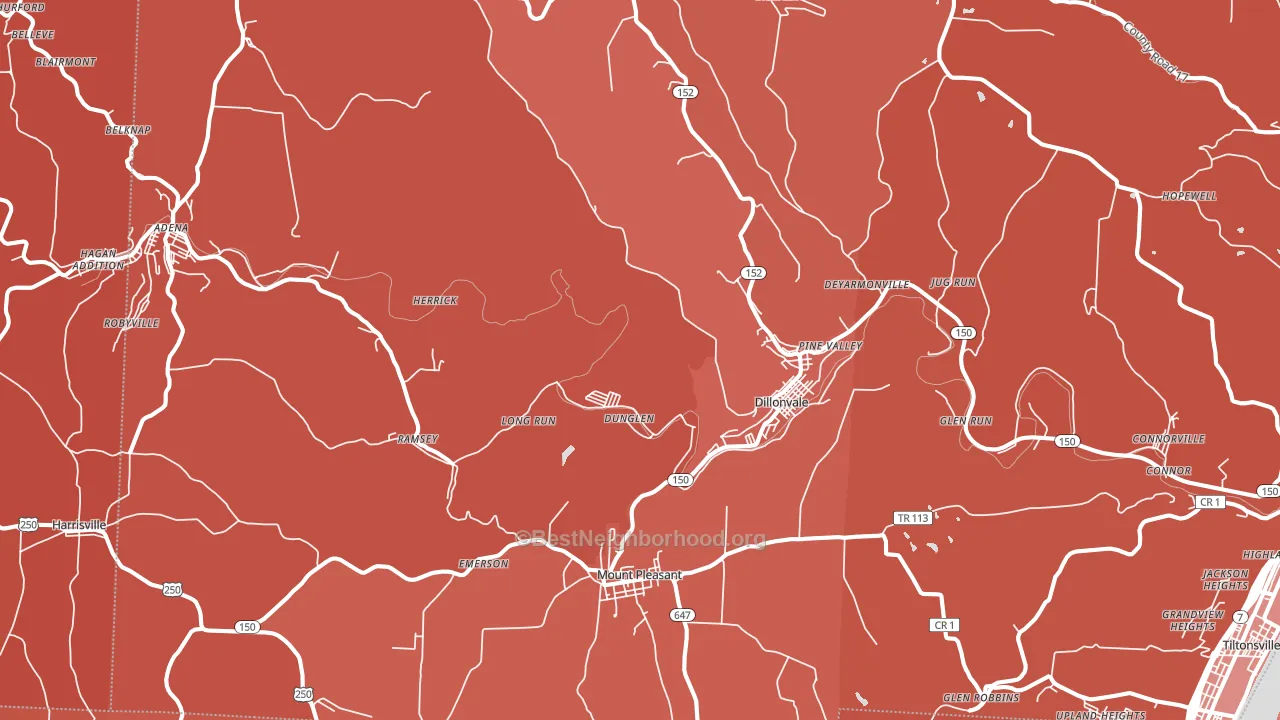 43917, OH block-group political-lean map