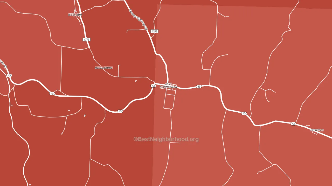 43925, OH block-group political-lean map