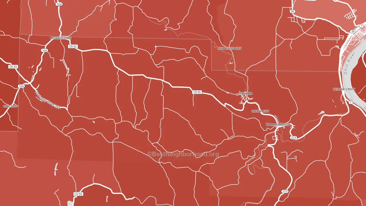 43930, OH block-group political-lean map