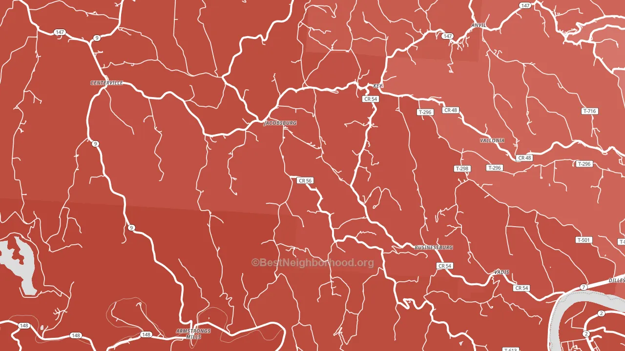 43933, OH block-group political-lean map