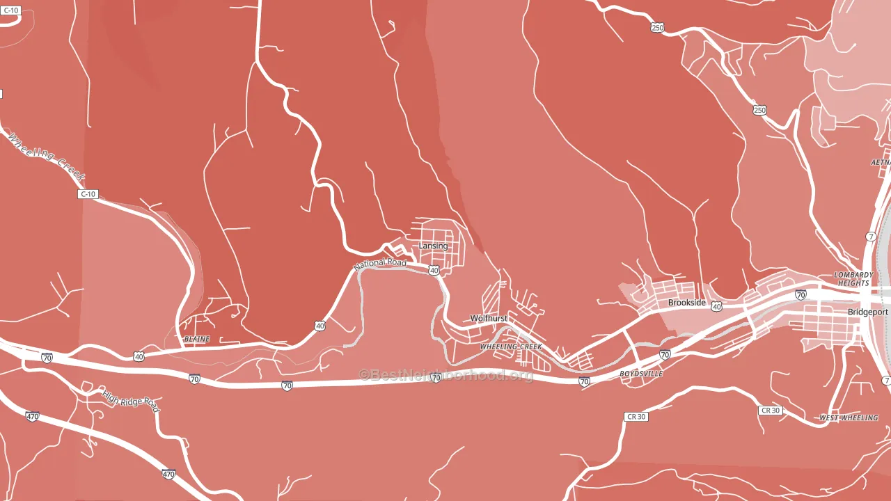 43934, OH block-group political-lean map