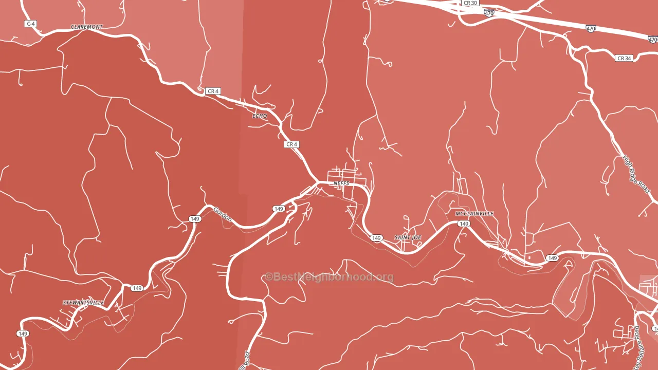 43940, OH block-group political-lean map