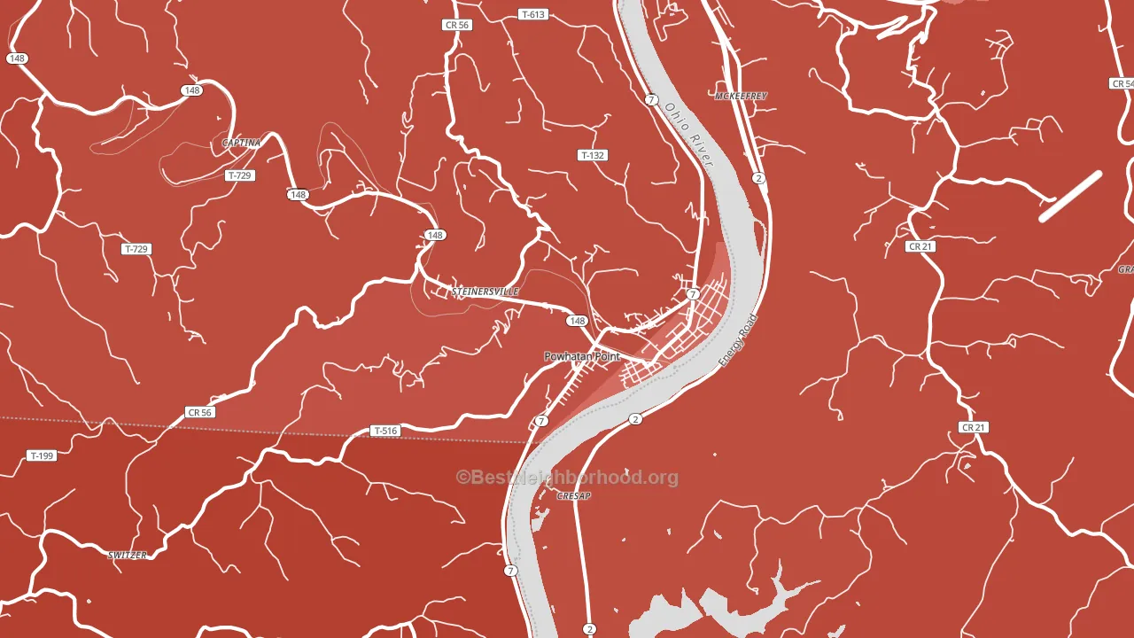 43942, OH block-group political-lean map