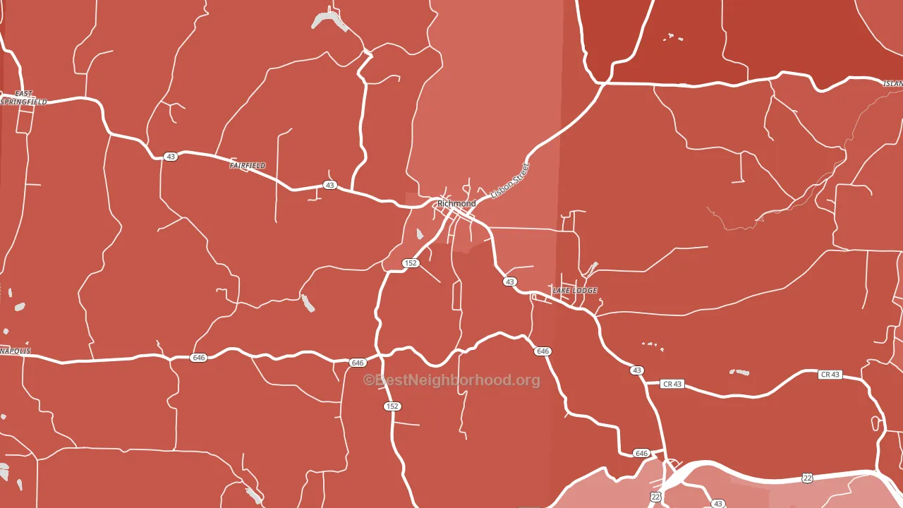 43944, OH block-group political-lean map