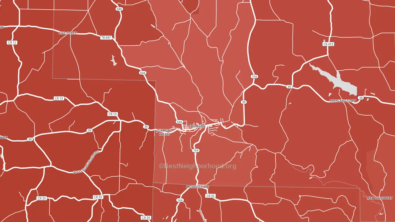 43945, OH block-group political-lean map