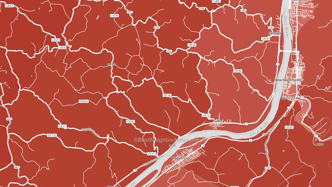 43946, OH block-group political-lean map