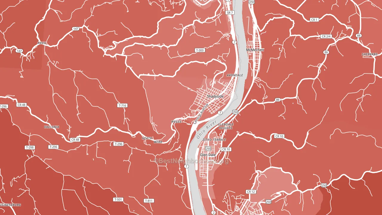 43947, OH block-group political-lean map