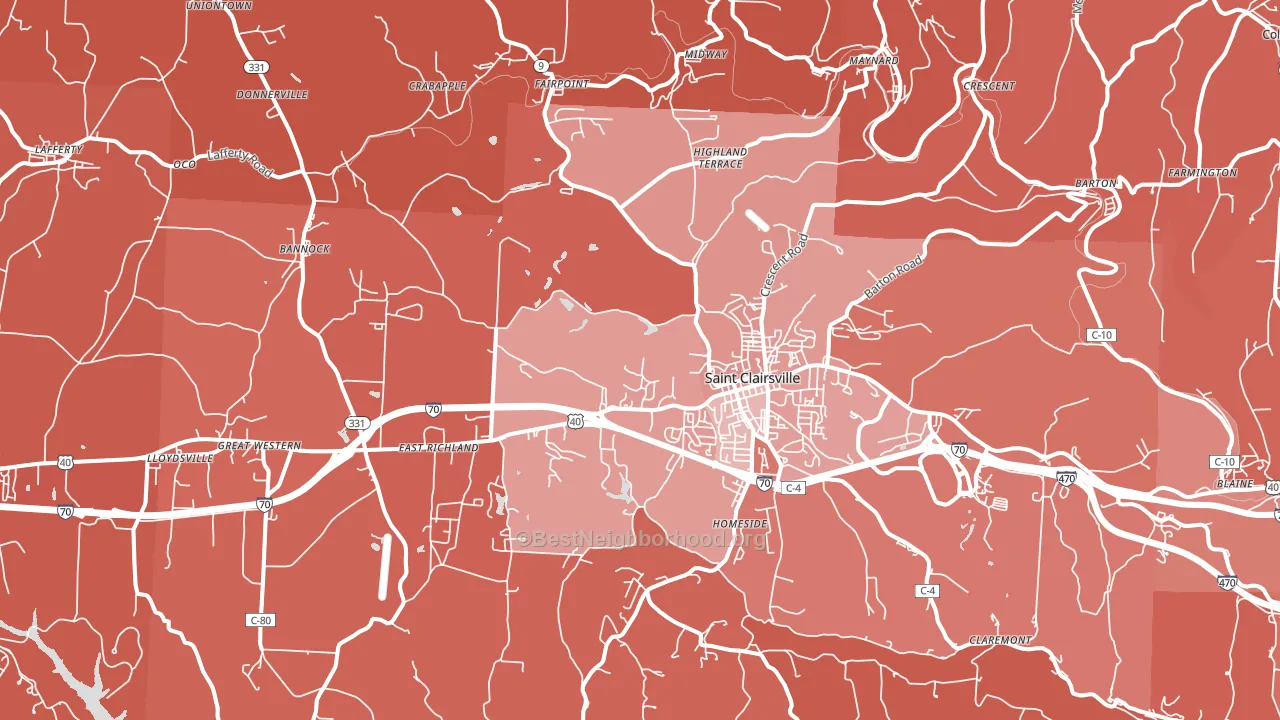 43950, OH block-group political-lean map