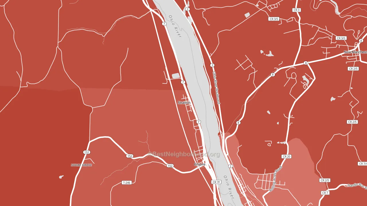 43961, OH block-group political-lean map