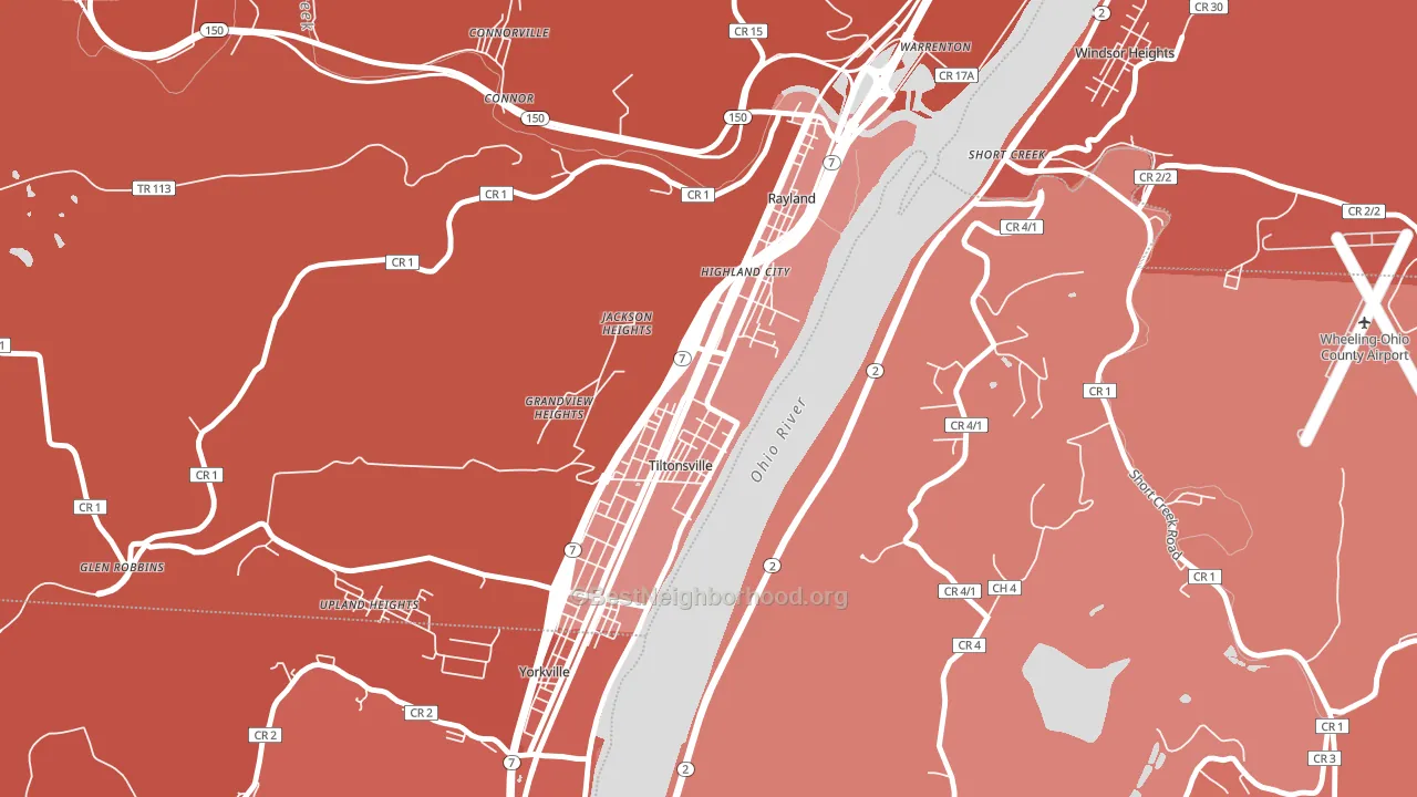 43963, OH block-group political-lean map
