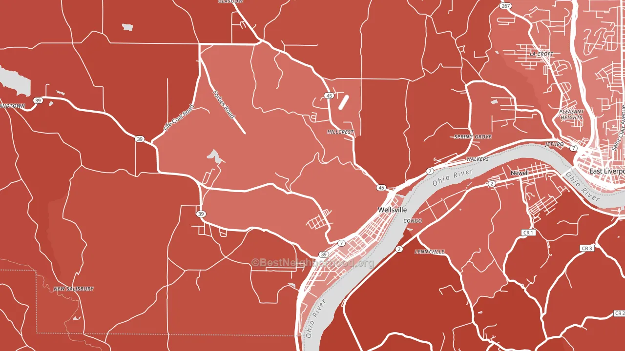 43968, OH block-group political-lean map