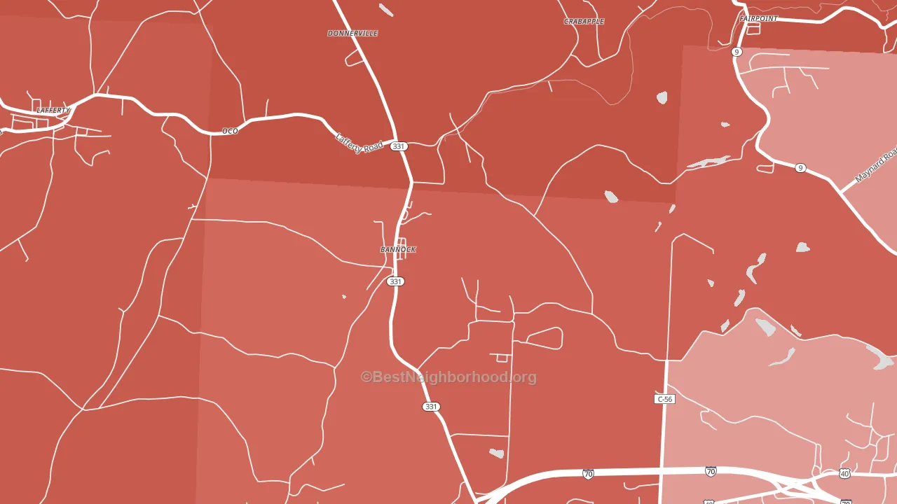 43972, OH block-group political-lean map